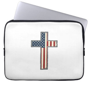 Abgenutztes patriotisches Kreuz-Vektordesign_1 Laptopschutzhülle
