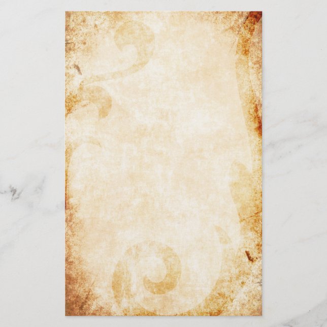 Abgenutztes Pergament mit floralem Blüh Briefpapier (Vorderseite)