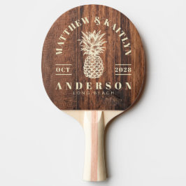 Abgenutztes Schneidbrett Tropisches Ananas Hochzei Tischtennis Schläger