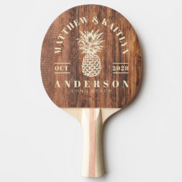 Abgenutztes Schneidbrett Tropisches Ananas Hochzei Tischtennis Schläger