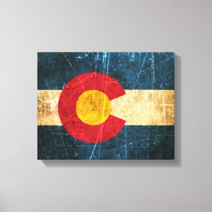 Abgeriebene und getragene Colorado-Flagge Leinwanddruck