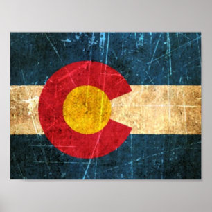 Abgeriebene und getragene Colorado-Flagge Poster