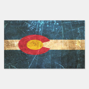 Abgeriebene und getragene Colorado-Flagge Rechteckiger Aufkleber