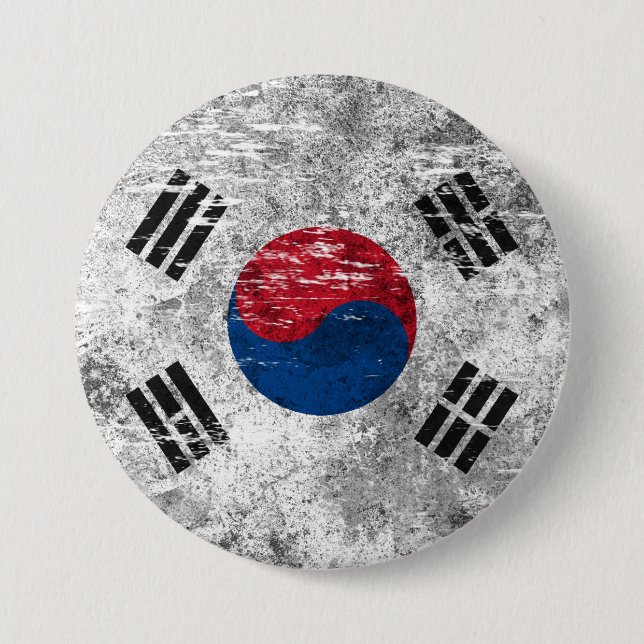 Abgeriebene und getragene südkoreanische Flagge Button (Vorderseite)