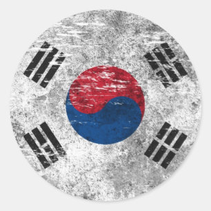 Abgeriebene und getragene südkoreanische Flagge Runder Aufkleber
