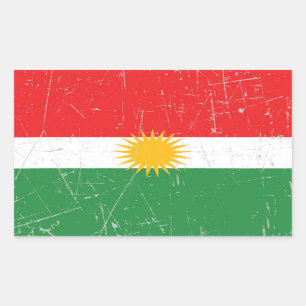 Abgeriebene und verkratzte kurdische Flagge Rechteckiger Aufkleber