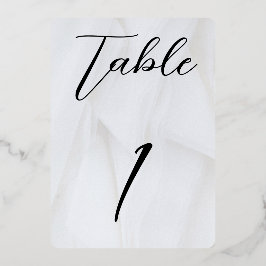 Abgerundet Weiß/Goldfolie Tisch Nr. 1 Folieneinladung