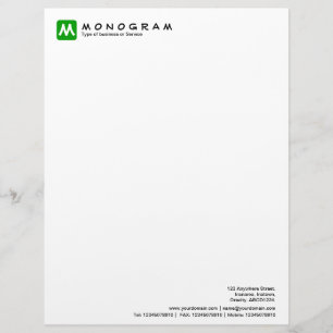 Abgerundetes quadratisches Monogramm - Grasgrün Briefbogen