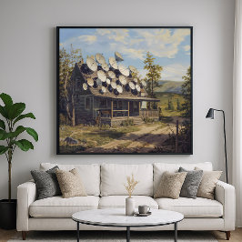 Abgeschieden und doch verbunden - Satirische Kunst Poster