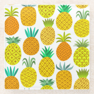 Abgeschiedene Ananas: Vintages nahtloses Muster. Glasuntersetzer