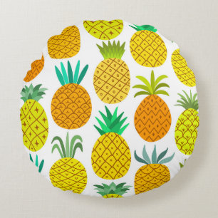 Abgeschiedene Ananas: Vintages nahtloses Muster. Rundes Kissen