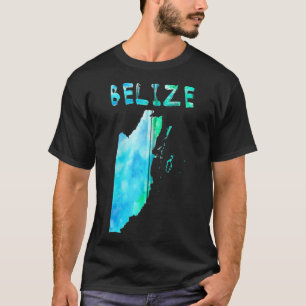 Abgeschiedene Belize Karte in Aquarell, Colorf T-Shirt