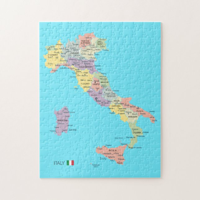 Abgeschiedene Karte der Regionen Italiens Puzzle (Vertikal)