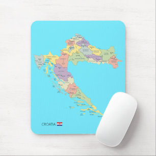 Abgeschiedene Karte der Regionen Kroatiens Mousepad