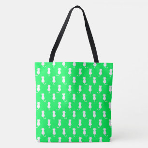 Abgeschiedene weiße Katze auf Aqua Green Polka Dot