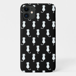 Abgeschiedene weiße Katze auf schwarzem Polka-Dot- Case-Mate iPhone Hülle
