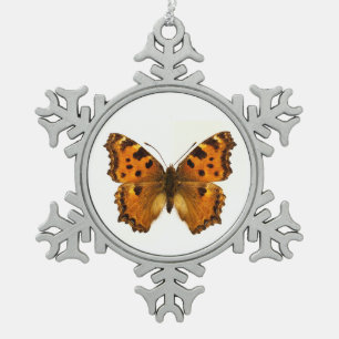 Abgeschiedener Schwarzbein-Tortoiseshel-Schmetterl Schneeflocken Zinn-Ornament