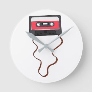 Abgespulte Kassette Mixtape Retro Vintage Runde Wanduhr