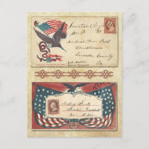 Abgestempelte Civil War-Umschläge mit der US-Flagg Postkarte