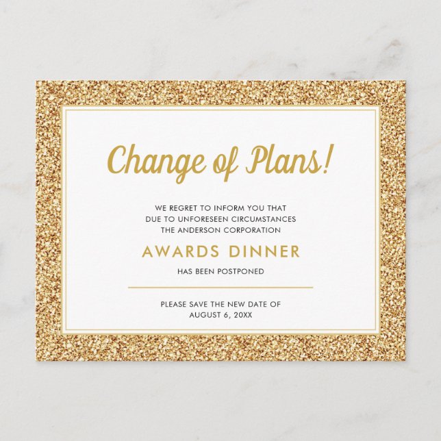 Abgestorbener Gold-Glitzer Postkarte (Vorderseite)