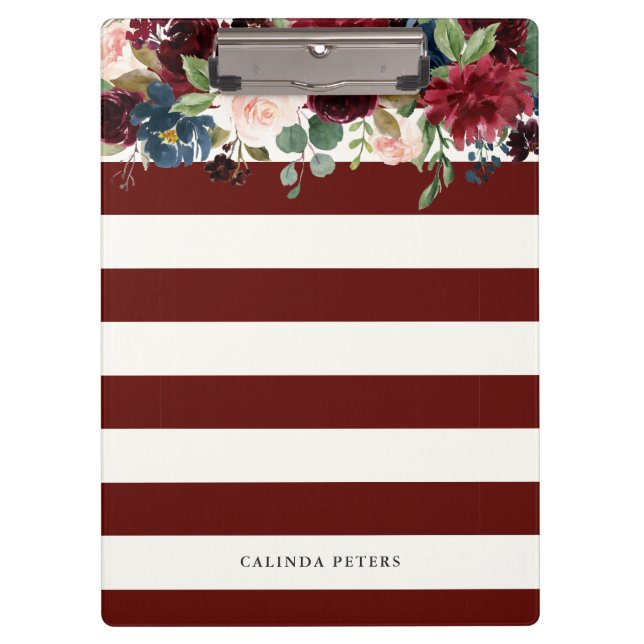 Abgestreifter | Blumenindividueller Name Klemmbrett (Vorderseite)