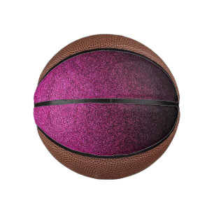 Abgestürzter rosa und schwarzer Glitzer Mini Basketball