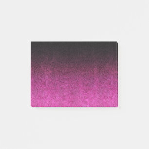 Abgestürzter rosa und schwarzer Glitzer Post-it Klebezettel