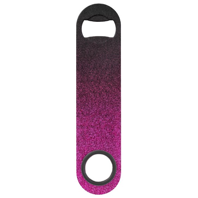 Abgestürzter rosa und schwarzer Glitzer Speed Flaschenöffner (Vorderseite)
