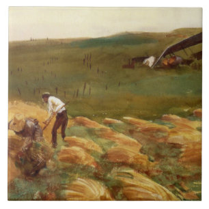 Abgestürztes Flugzeug (von John Singer Sargent) Fliese