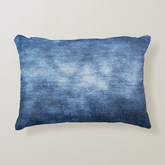 Abgetragener Denim-Stoff, texturierter Hintergrund Dekokissen (Vorderseite)