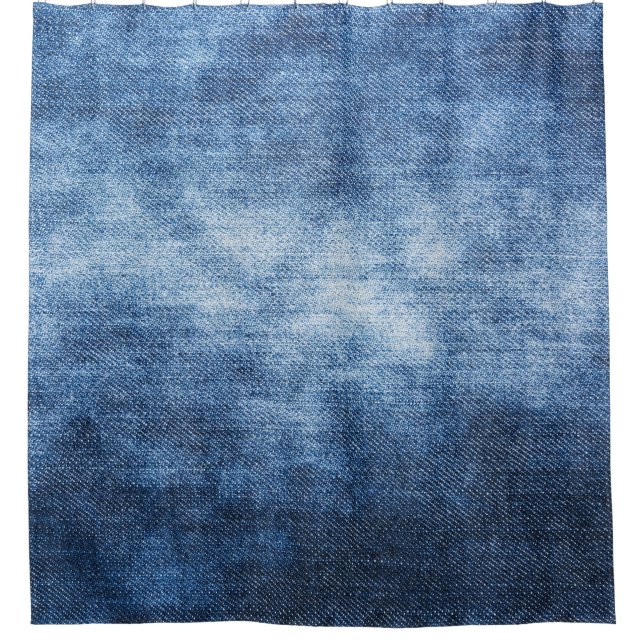 Abgetragener Denim-Stoff, texturierter Hintergrund Duschvorhang (Vorderseite)