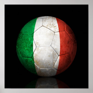 Abgetragener italienischer Flag Fußball-Fußball-Ba Poster