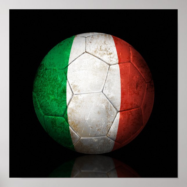 Abgetragener italienischer Flag Fußball-Fußball-Ba Poster (Vorne)