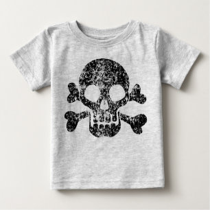 Abgetragener Schädel und Kreuzknochen Baby T-shirt
