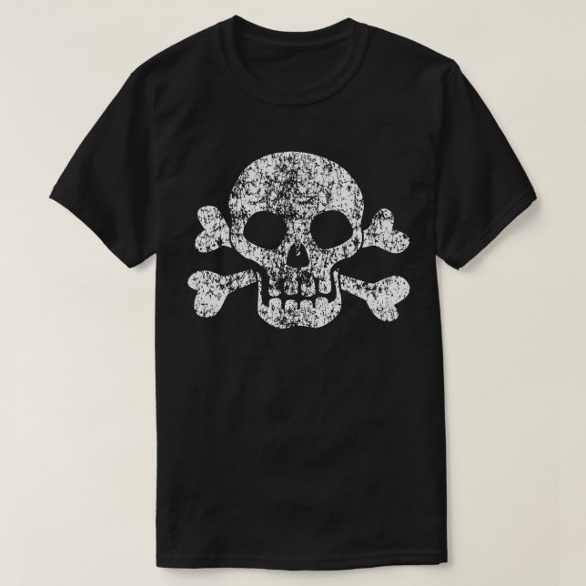Abgetragener Schädel und Kreuzknochen T-Shirt (Design vorne)
