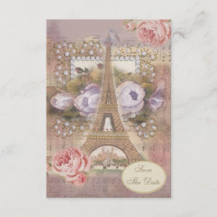 Abgewohnter Chic Eiffelturm Floral Save-the-Date-K Einladung