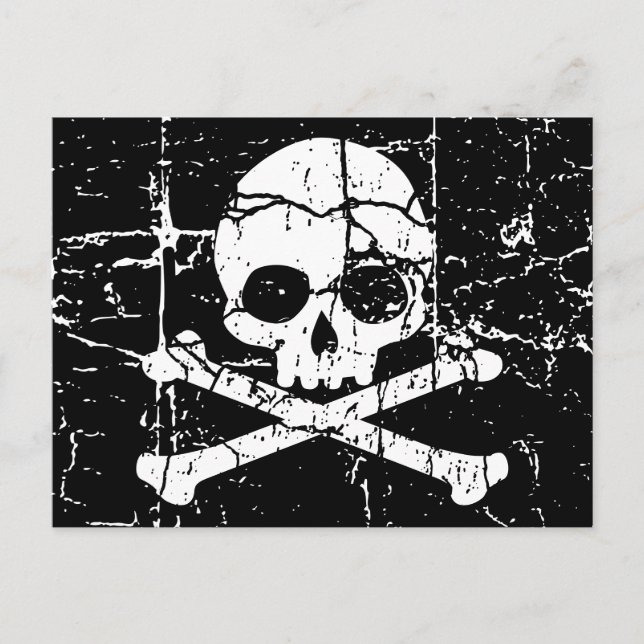 Abgeworfener Schädel und Crossbones Postkarte (Vorderseite)