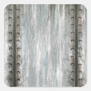 Abgezogener Metallgrunge Quadratischer Aufkleber