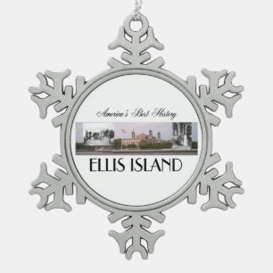 ABH Ellis Island Schneeflocken Zinn-Ornament