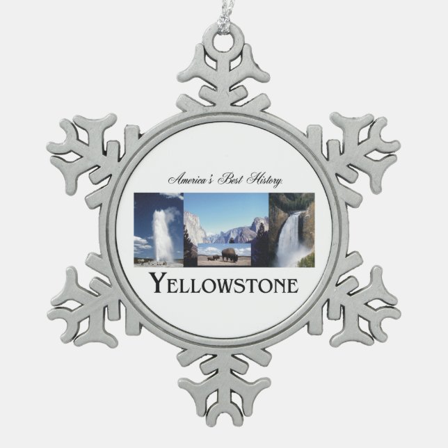 ABH Yellowstone Schneeflocken Zinn-Ornament (Vorderseite)