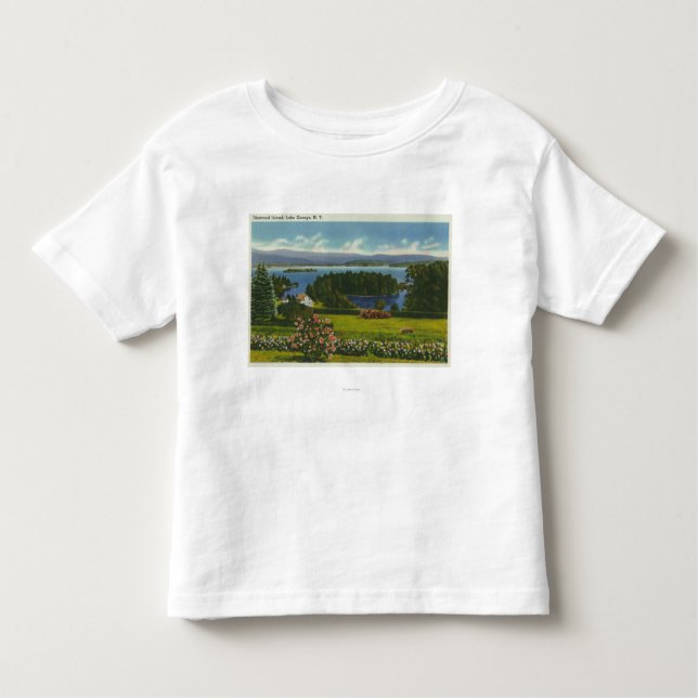 Abhang-Ansicht von Diamant-Insel und See Kleinkind T-shirt (Vorderseite)