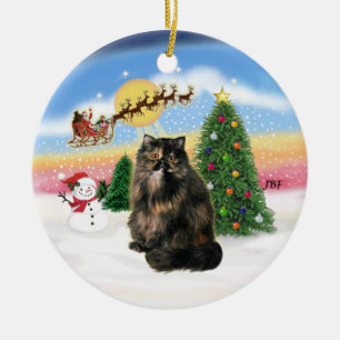 Abheben - Tortie Perserkatze Keramik Ornament