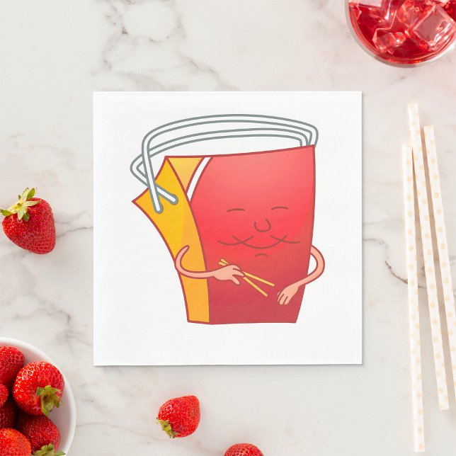 Abholbox mit Chopsticks Funny Asian Food Serviette (Von Creator hochgeladen)