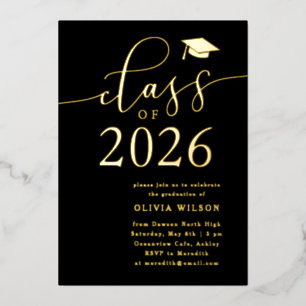 Abi-Party Schwarz Gold 2026 Folieneinladung