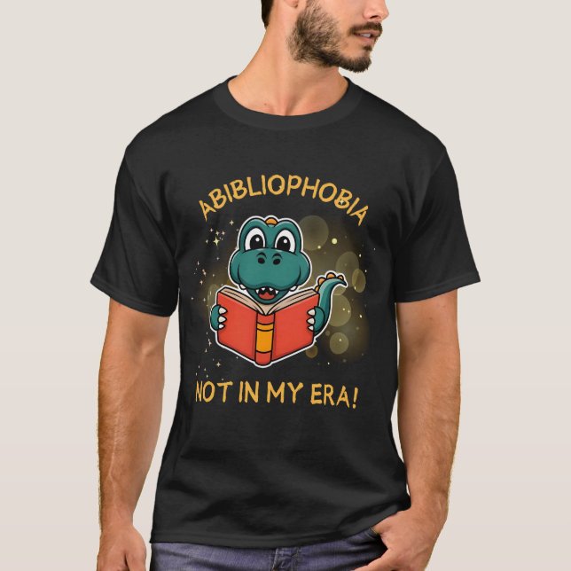 Abibliophobia Funny Reading Dinosaurier Buch Lover T-Shirt (Vorderseite)