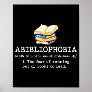 Abibliophobie Definition lustiges Lesen Buchwurm Poster