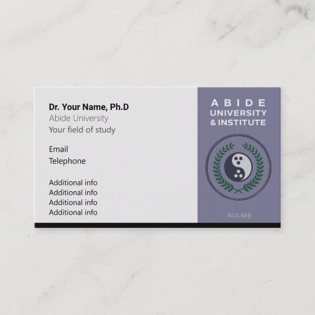 Abide University Business Cards Visitenkarte (Vorderseite)