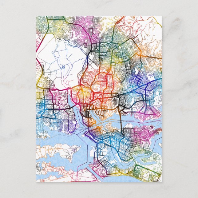 Abidjan Côte d'Ivoire City Map Postkarte (Vorderseite)