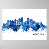 Abidjan Ivory Coast Skyline Blue