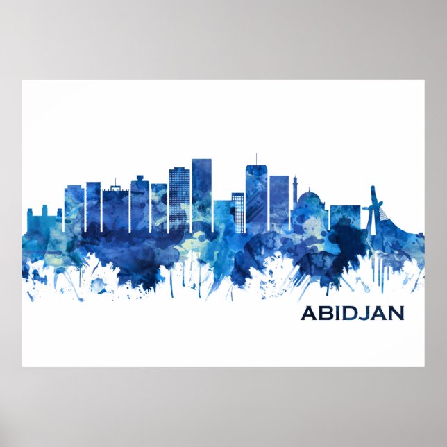 Abidjan Ivory Coast Skyline Blue Poster (Vorne)